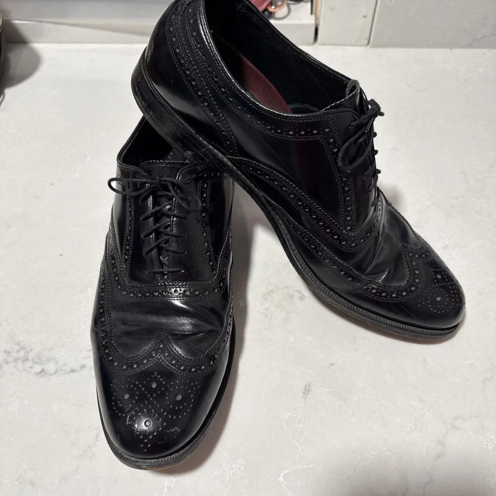Florsheim Black Leather Wingtip Oxford Shoes Men's 101D Dress Business